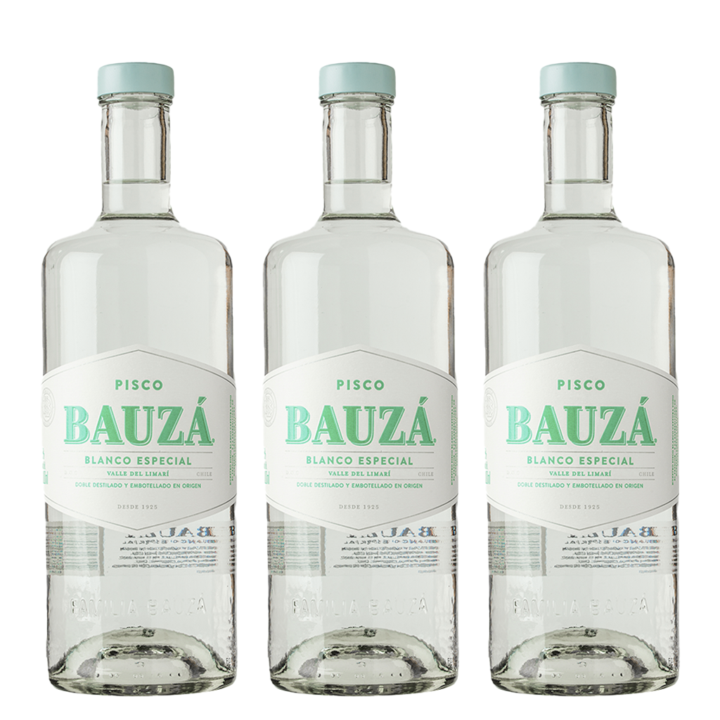 3X PISCO BAUZA BLANCO 35° 1000 cc.